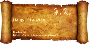 Hepp Klaudia névjegykártya